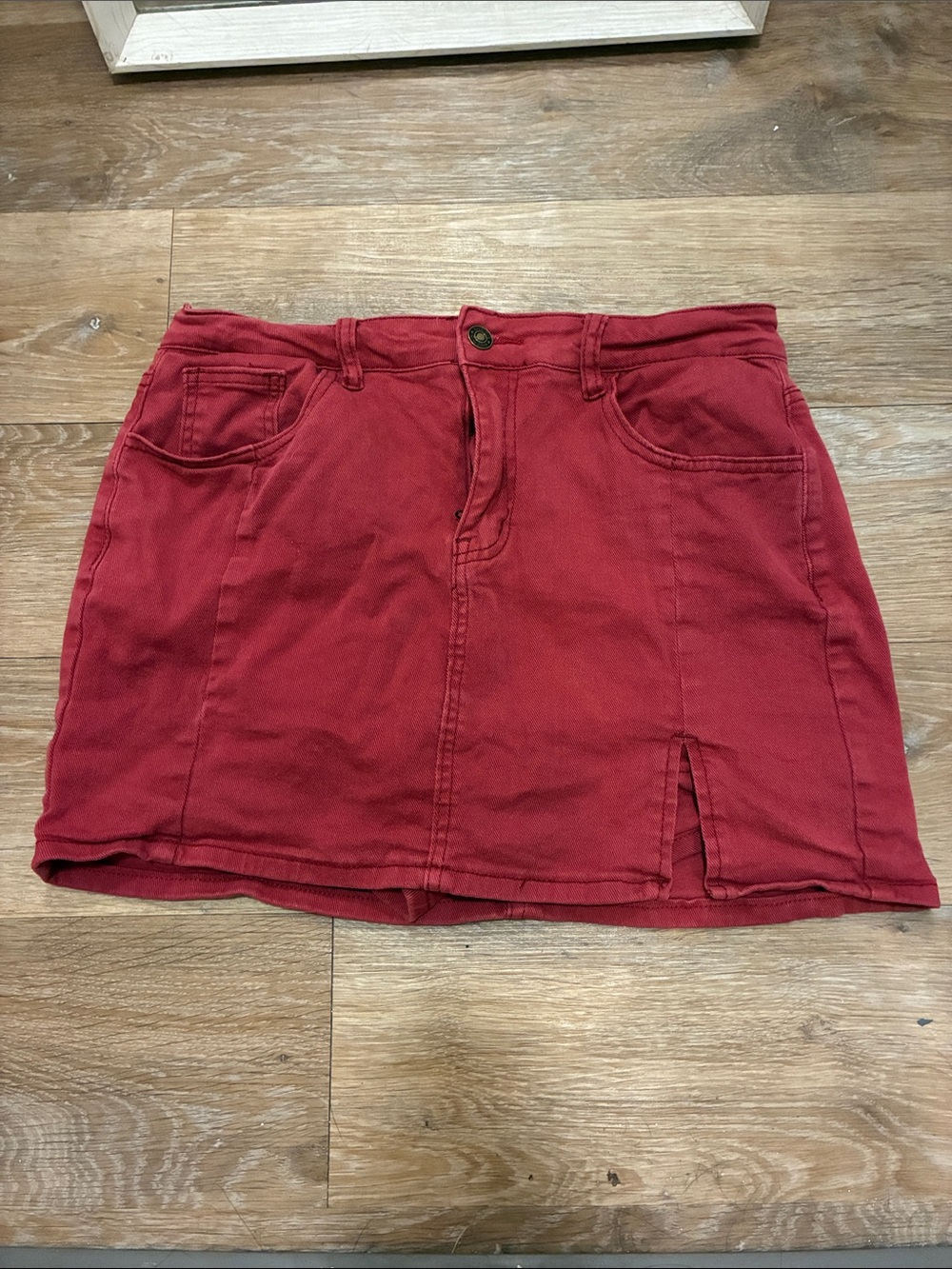 Luvamia Red Denim Mini Skort